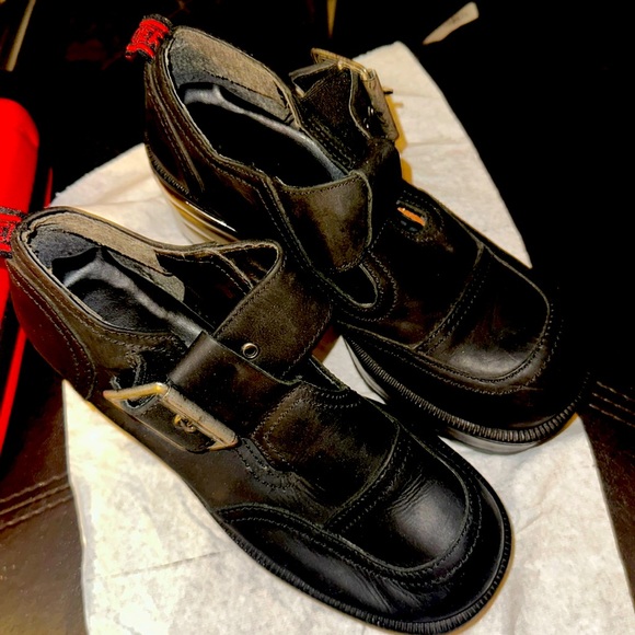 BullBoxer Heel Platform Mary Jane Distressed Look Leather Platforms, Size 39/40. - Picture 1 of 8